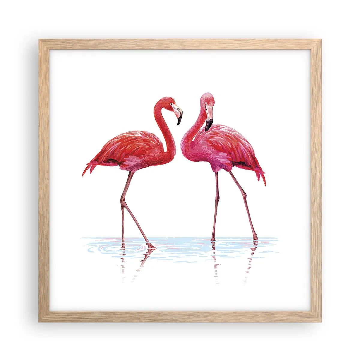 Een poster in een licht eiken lijst - Roze randez-vous - 40x40 cm