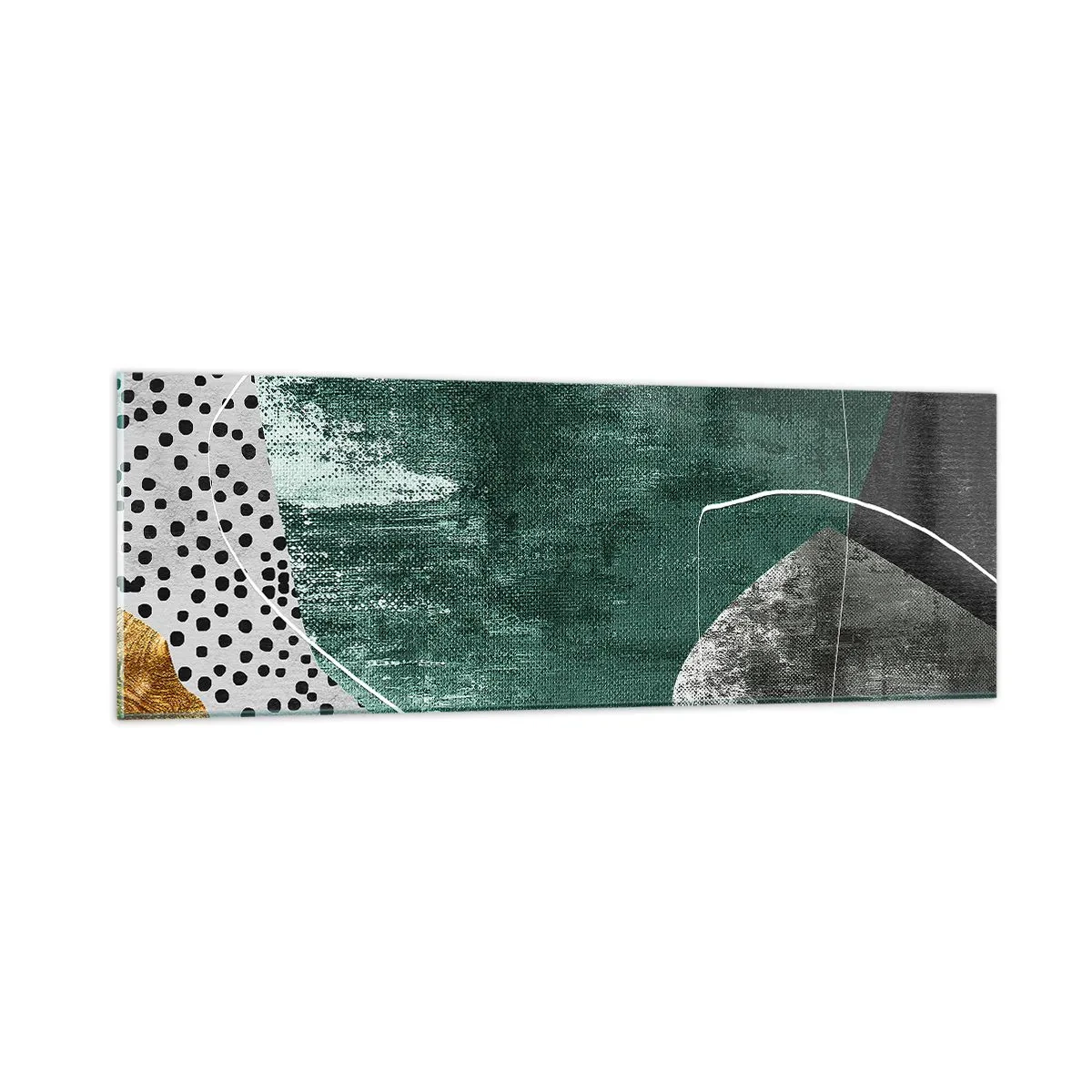 Schilderen op glas - Kleurrijke abstractie met bladgoud - 90x30 cm