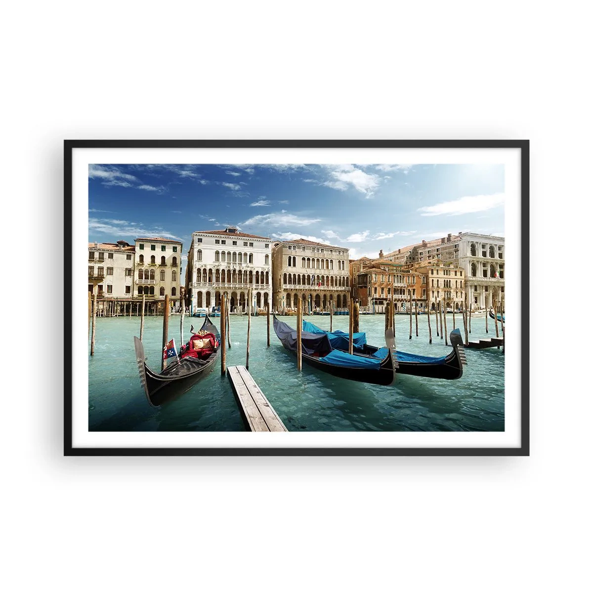 Poster in een zwarte lijst - Paleizen in het blauw - 91x61 cm