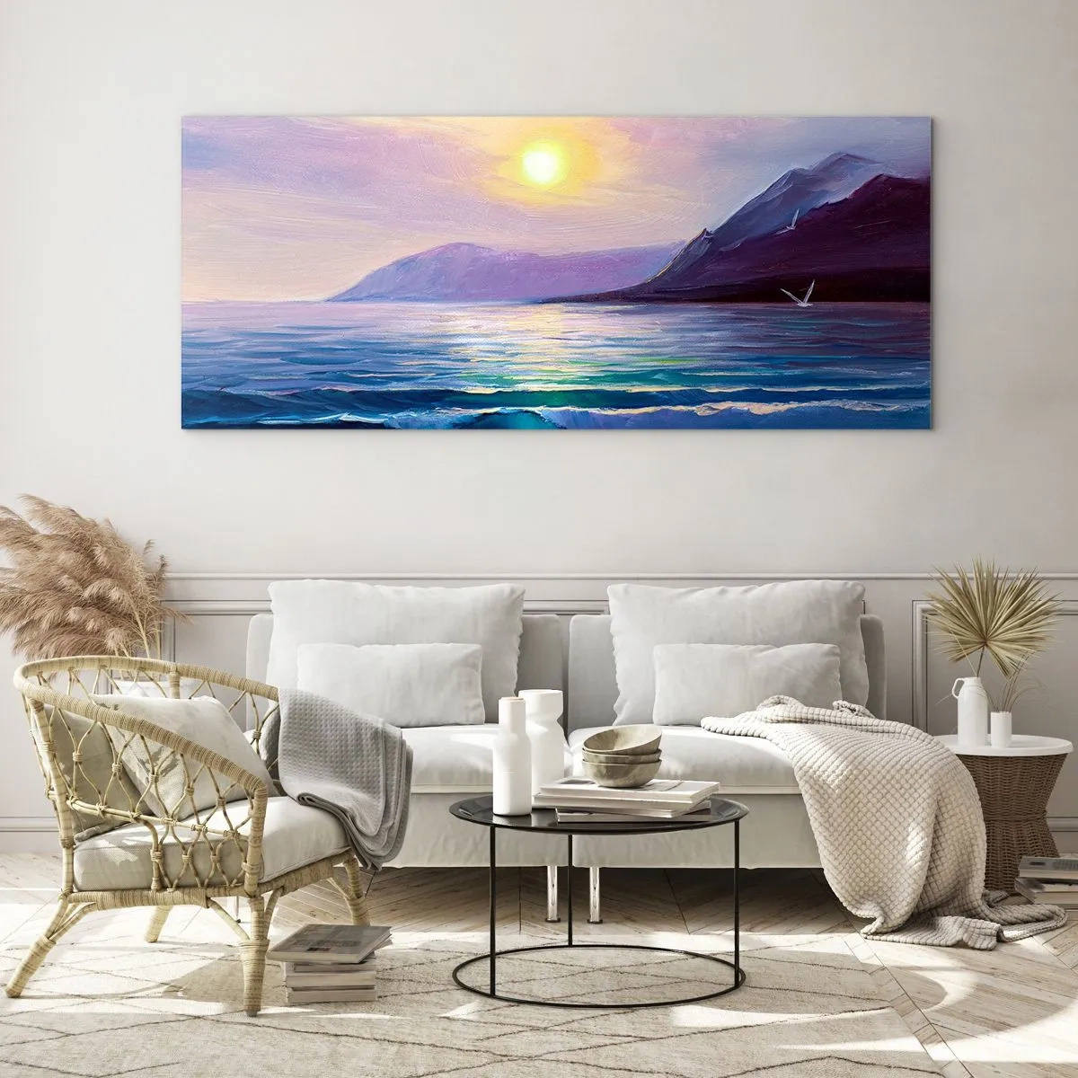 Schilderen op glas - Water en luchtkristal - 100x40 cm