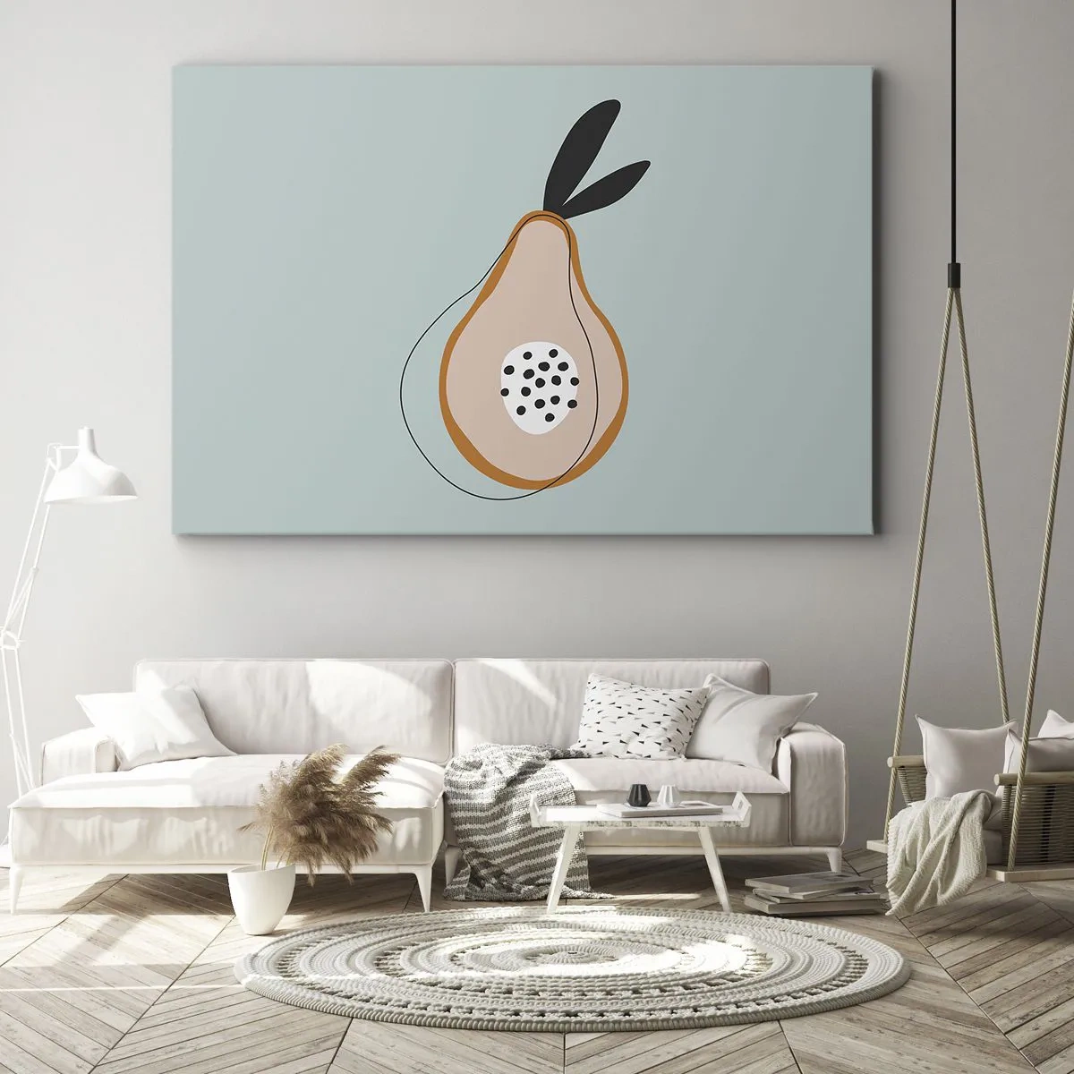 Schilderen op canvas - Abstracte peer op een lichte achtergrond - 70x50cm - Doordringen in de aard van de dingen - Moderne wanddecoratie voor woonkamer en slaapkamer ARTTOR