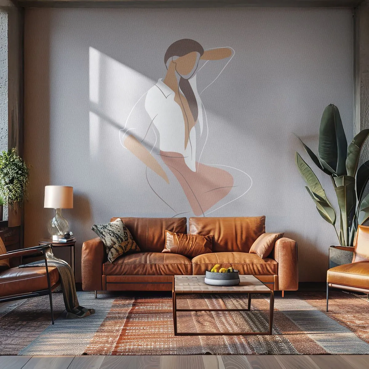 Fotobehang Premium Canvas - Omtrek van gracieusheid - Vrouw, Grafisch, Model - 100x70 cm