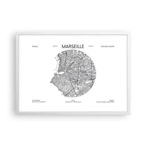 Poster in een witte lijst - Anatomie van Marseille - 70x50 cm