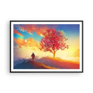 Poster in een zwarte lijst - Pelgrim bij de bestemming - 100x70 cm