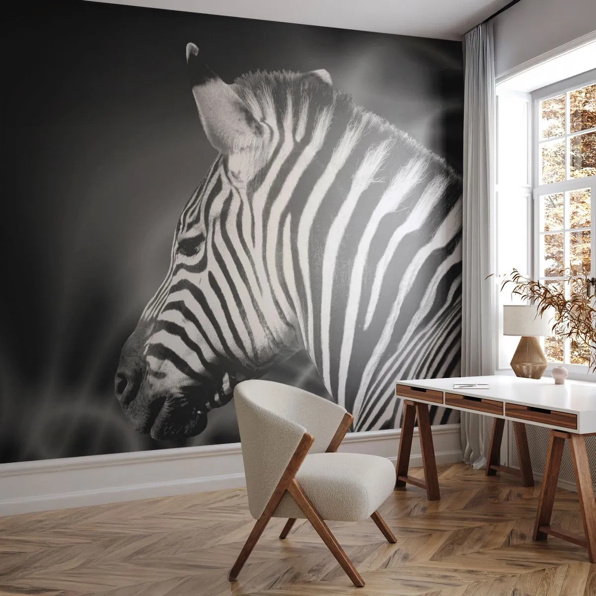 Fotobehang Premium Canvas - Wit is wit en zwart is zwart - Ribben, Zwart en wit, Dieren - 250x175 cm