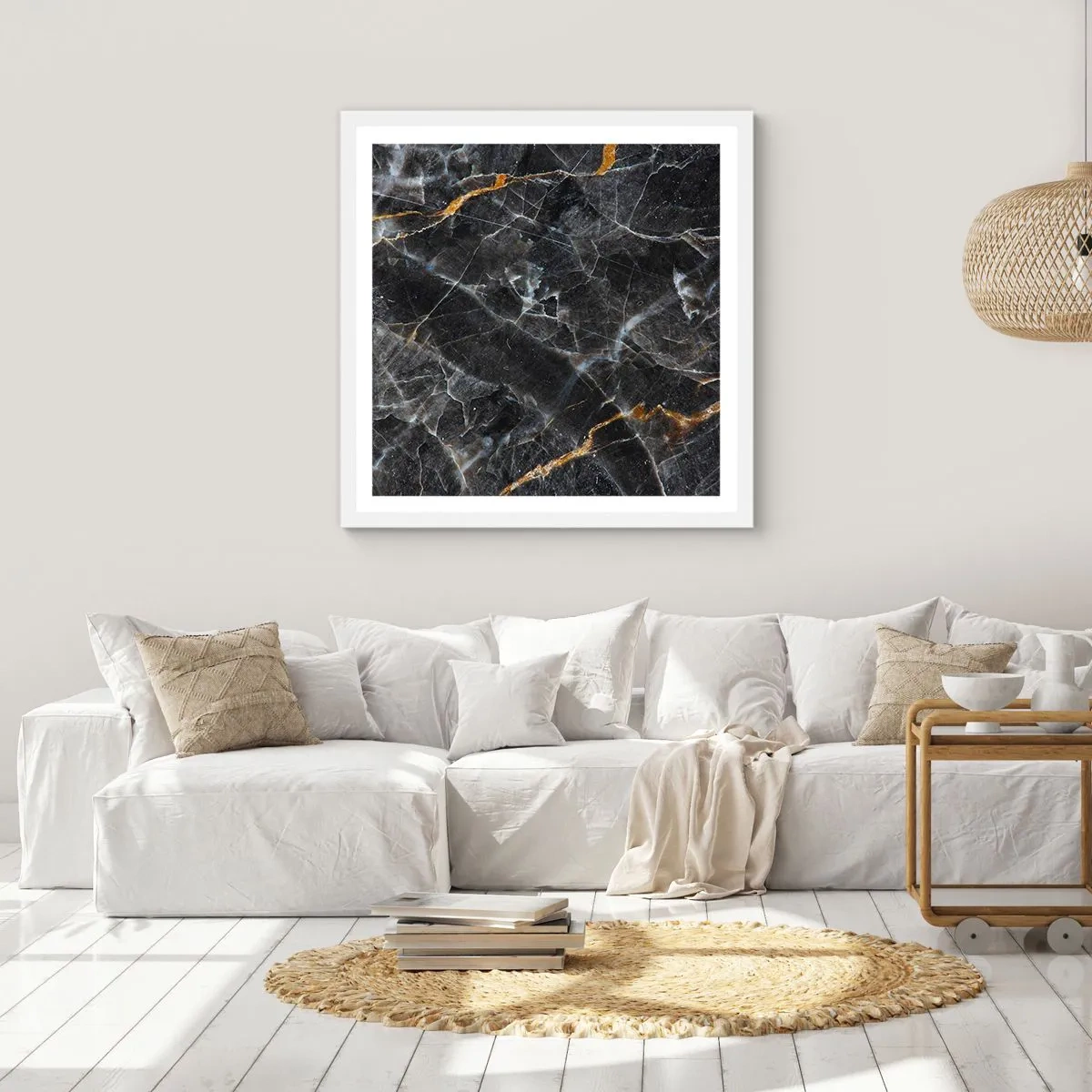 Poster in een witte lijst - Het innerlijke leven van de steen - 50x50 cm