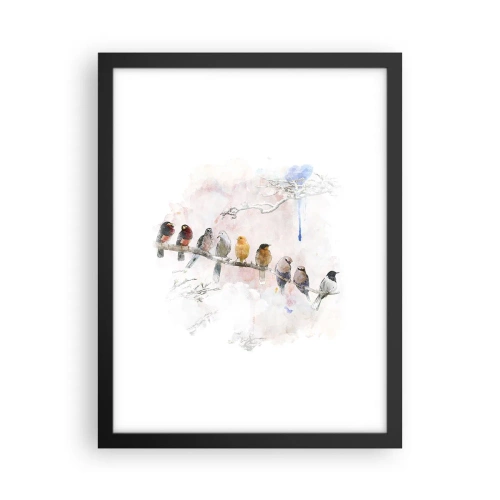 Poster in een zwarte lijst - Gevleugelde ontmoeting - 30x40 cm