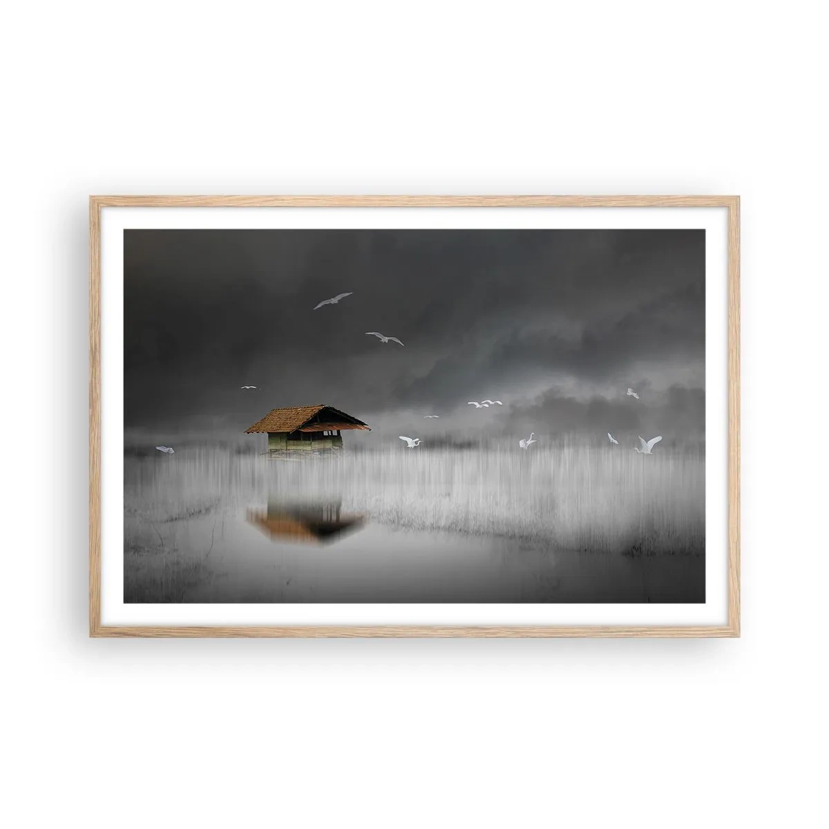 Een poster in een licht eiken lijst - Beschutting tegen regen - 91x61 cm