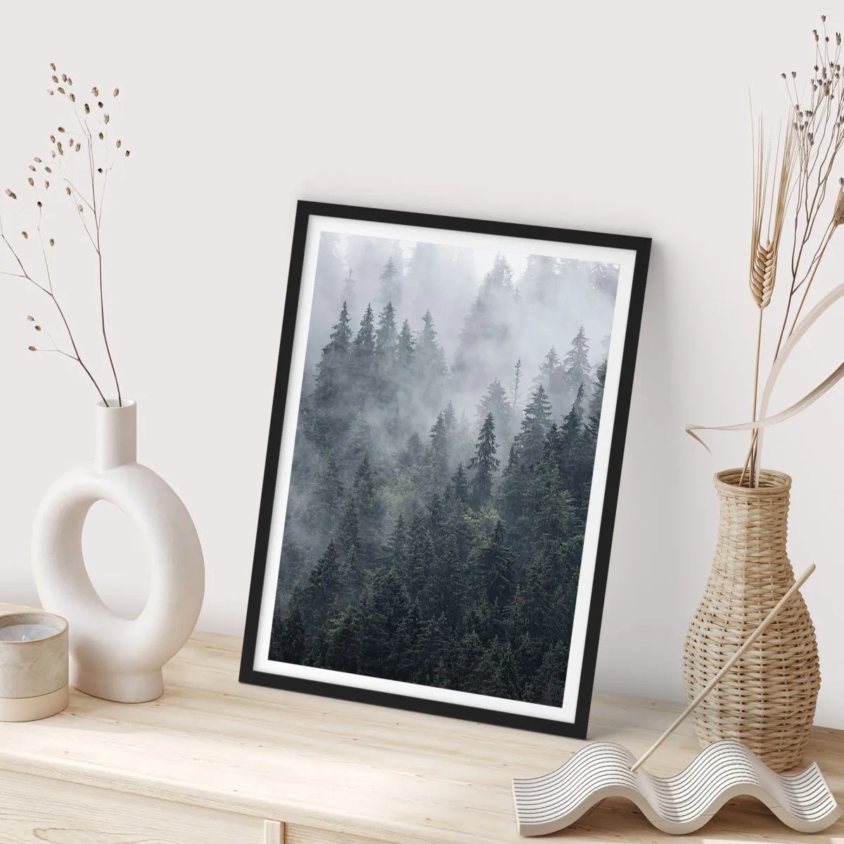 Poster in een zwarte lijst - Bos dageraad - 40x50 cm