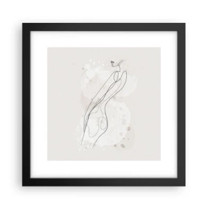 Poster in een zwarte lijst - De blik dwaalt af - 30x30 cm