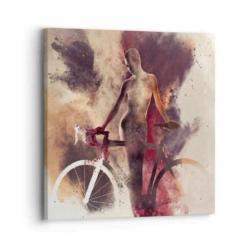 Schilderen op canvas - Een fietsziel in marmeren vormen - 30x30 cm