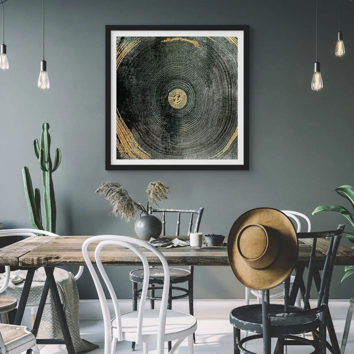 Poster in een zwarte lijst - Veranderen en zijn - 50x50 cm