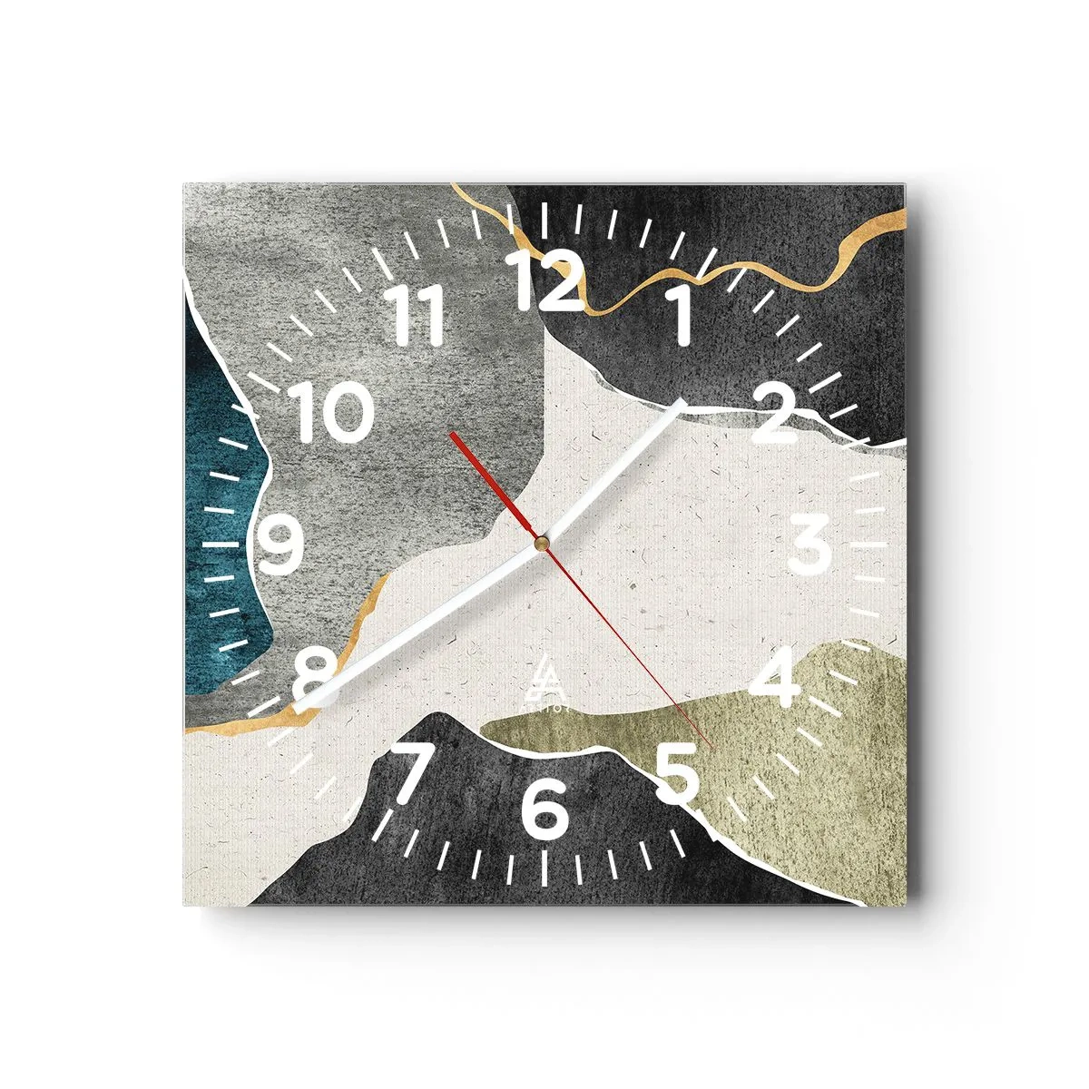 Wandklok - Klok - Mozaïekcompositie met gouddraad - 30x30 cm