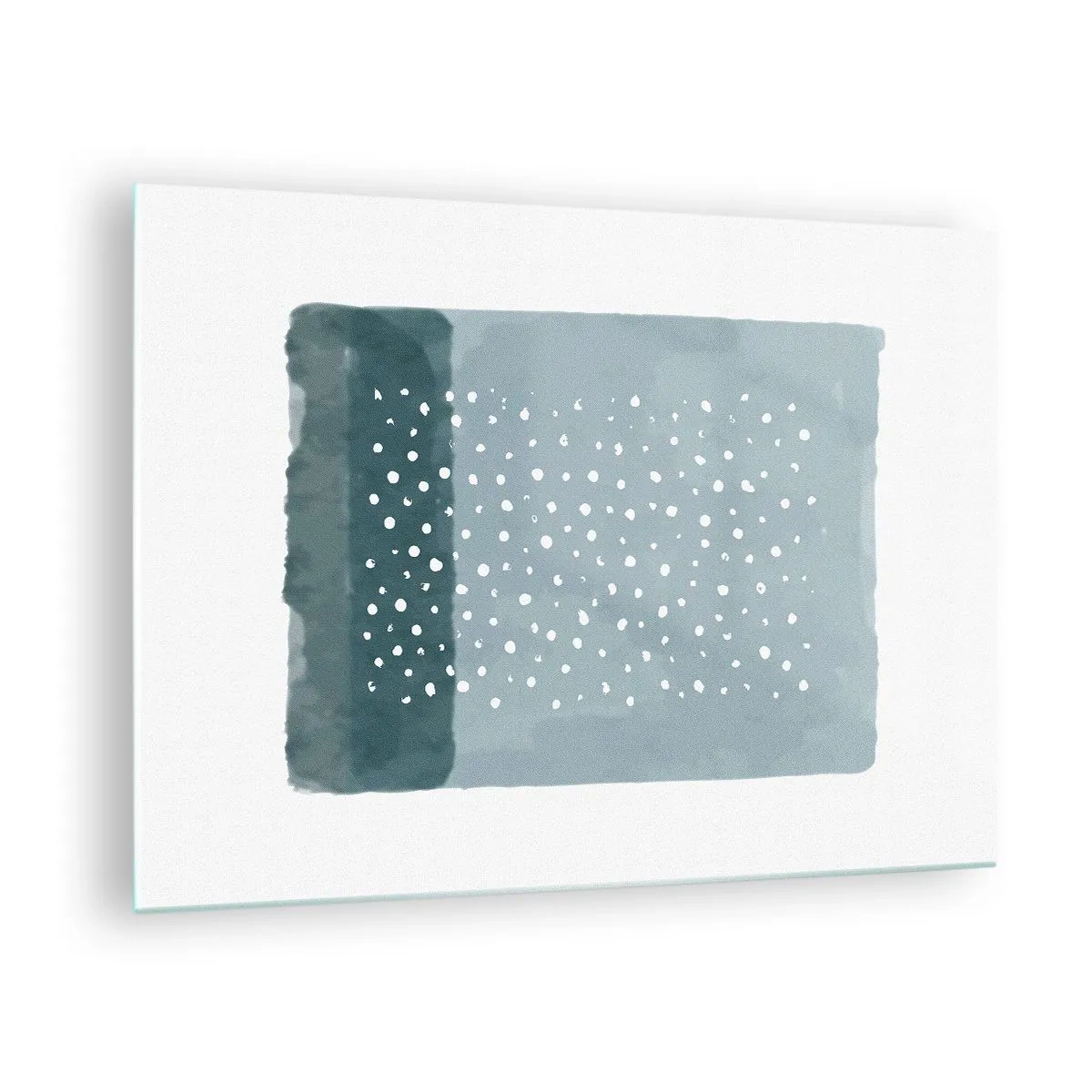 Schilderen op glas - Een abstract schilderij in blauwtinten met witte stippen. - 70x50cm - Gegroeid op blauw - Moderne wanddecoratie voor woonkamer en slaapkamer ARTTOR