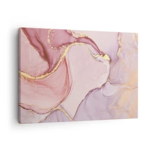 Schilderen op canvas - Fijne abstracte patronen in tinten roze en goud - 70x50cm - Een streling van kleuren - Moderne wanddecoratie voor woonkamer en slaapkamer ARTTOR