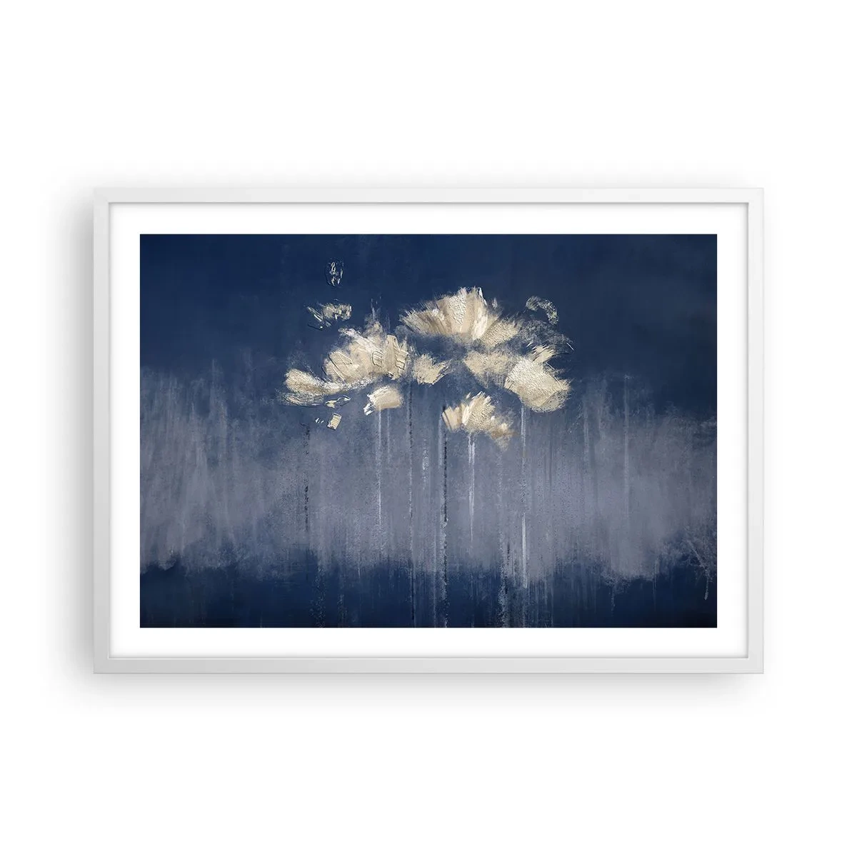 Poster in een witte lijst - Als bloemblaadjes in de wind - 70x50 cm
