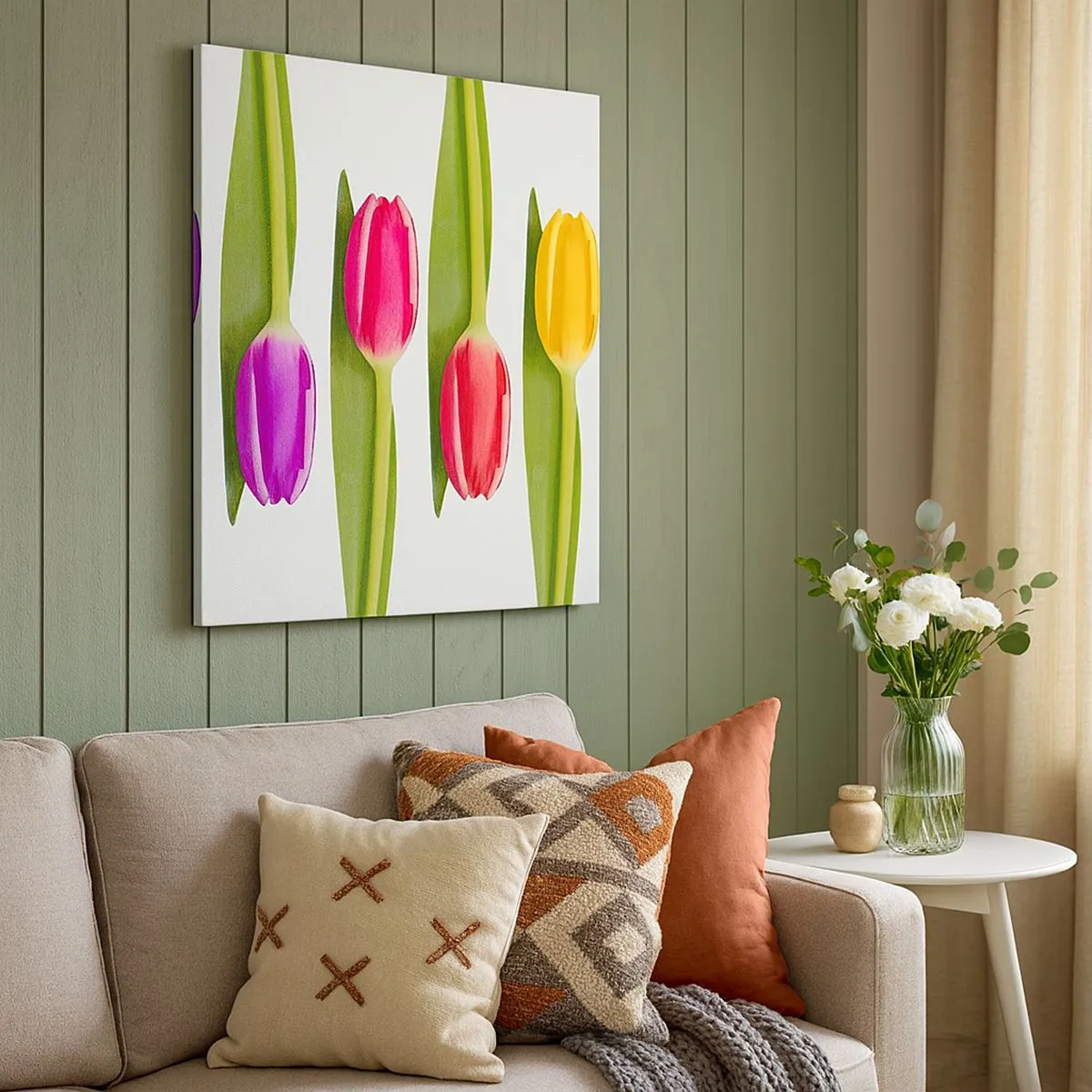 Schilderen op canvas - Regenboog compositie - 30x30 cm