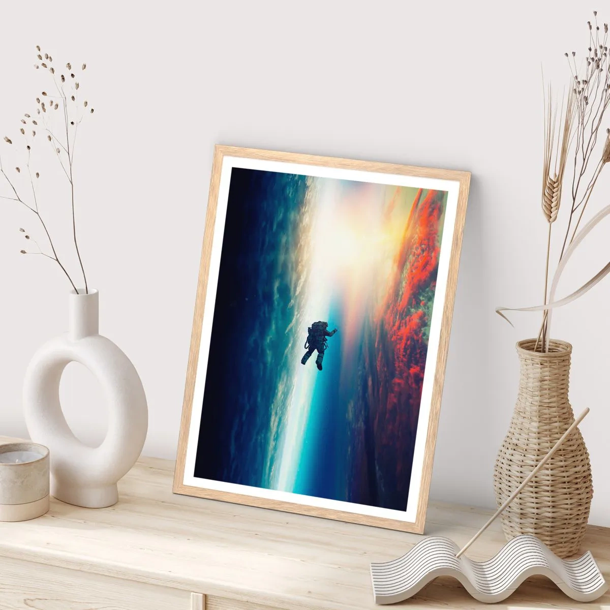 Een poster in een licht eiken lijst - Ga het universum tegemoet - 61x91 cm