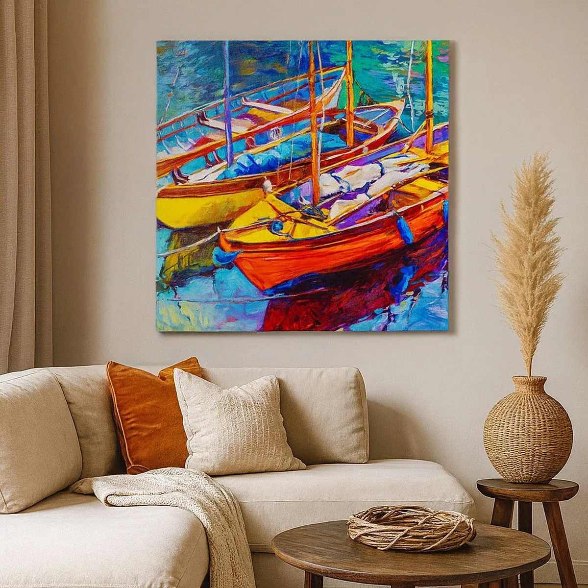 Schilderen op canvas - Op water vol met kleuren - 30x30 cm