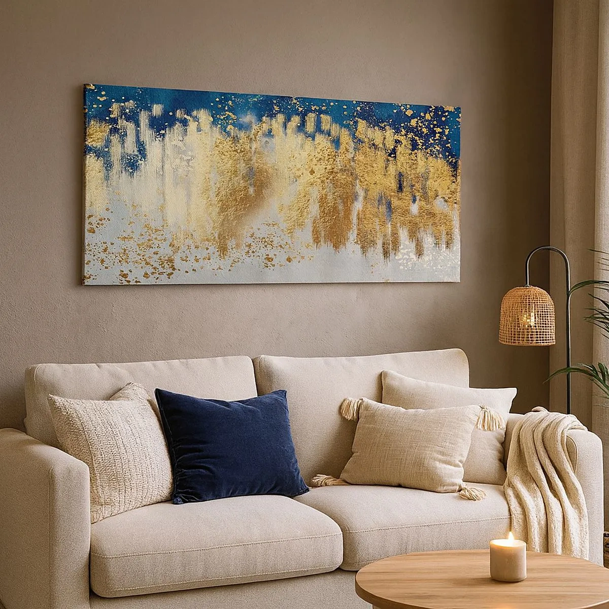Schilderen op canvas - Een moderne compositie met sprankeling - 100x40 cm
