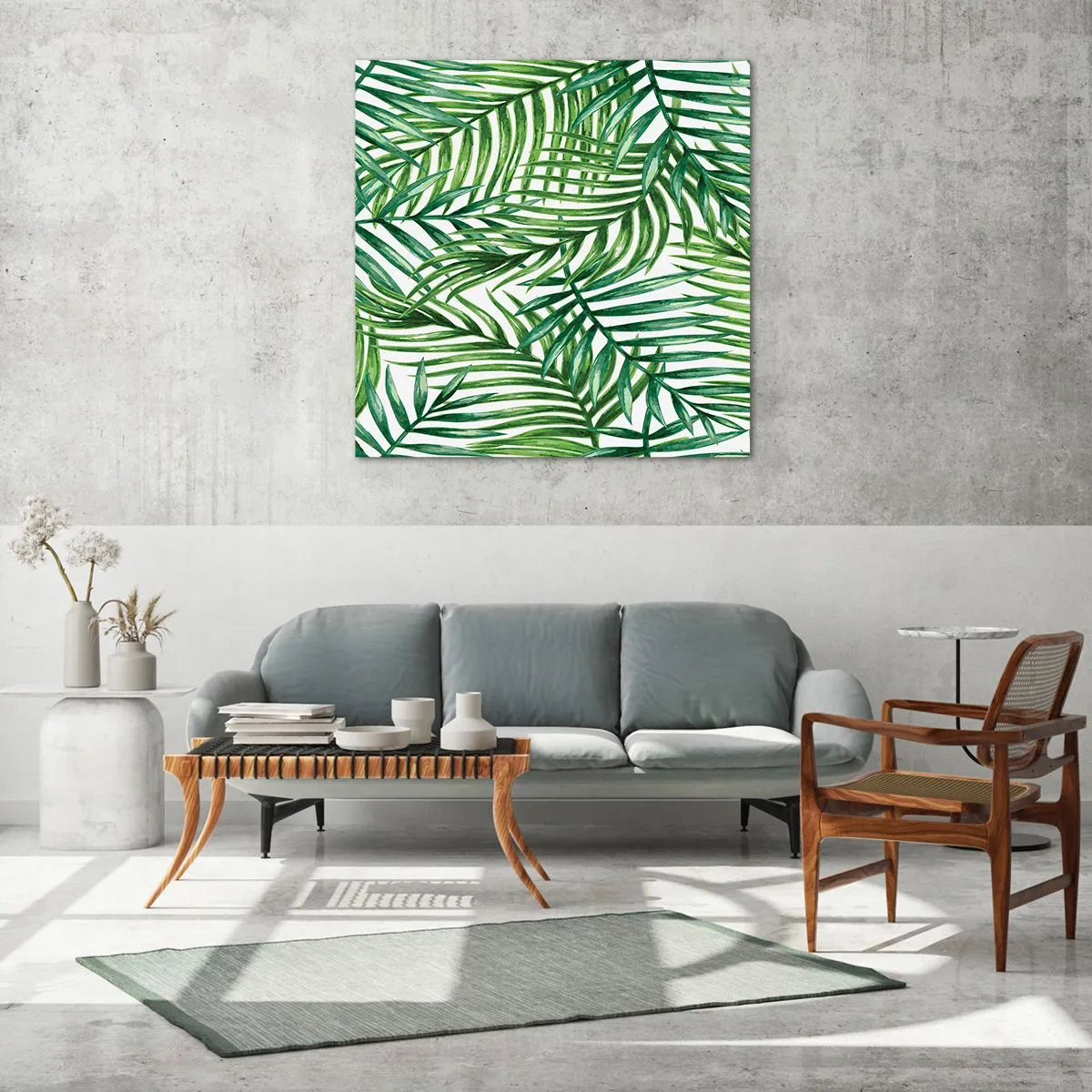 Schilderen op glas - Onder de groene luifel - 70x70 cm