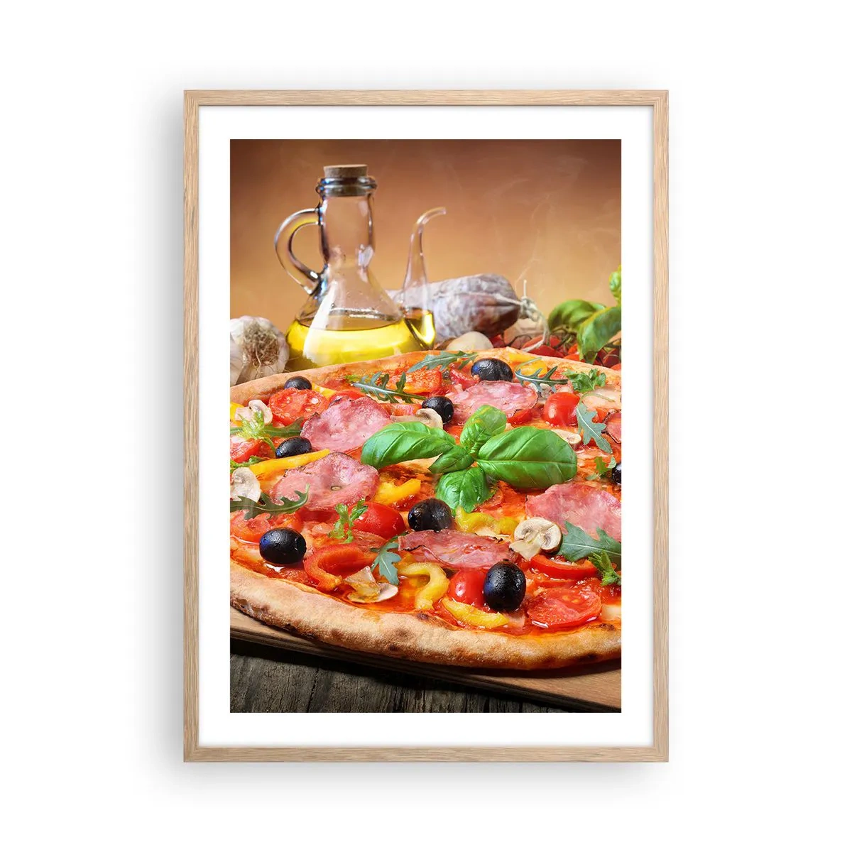 Een poster in een licht eiken lijst - Met echte Italiaanse smaak - 50x70 cm