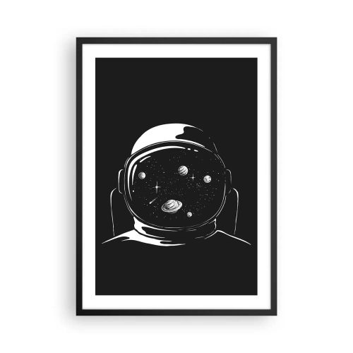 Poster in een zwarte lijst - Astronaut met de ruimte weerspiegeld in zijn helm - 50x70cm - Mooi uitzicht - Moderne wanddecoratie voor woonkamer en slaapkamer ARTTOR
