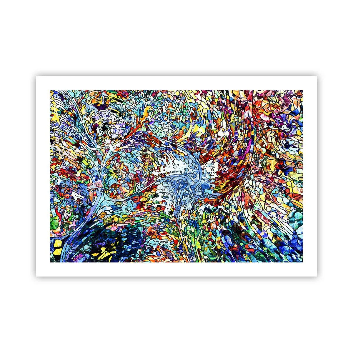 Poster - Glas in lood druppel - 70x50 cm