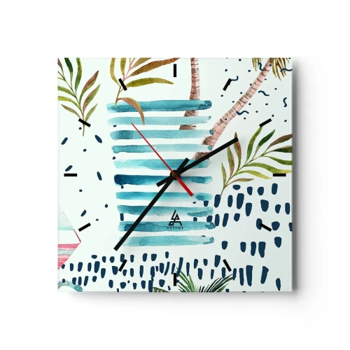 Wandklok - Klok - Vakantie onder palmbomen - 30x30 cm
