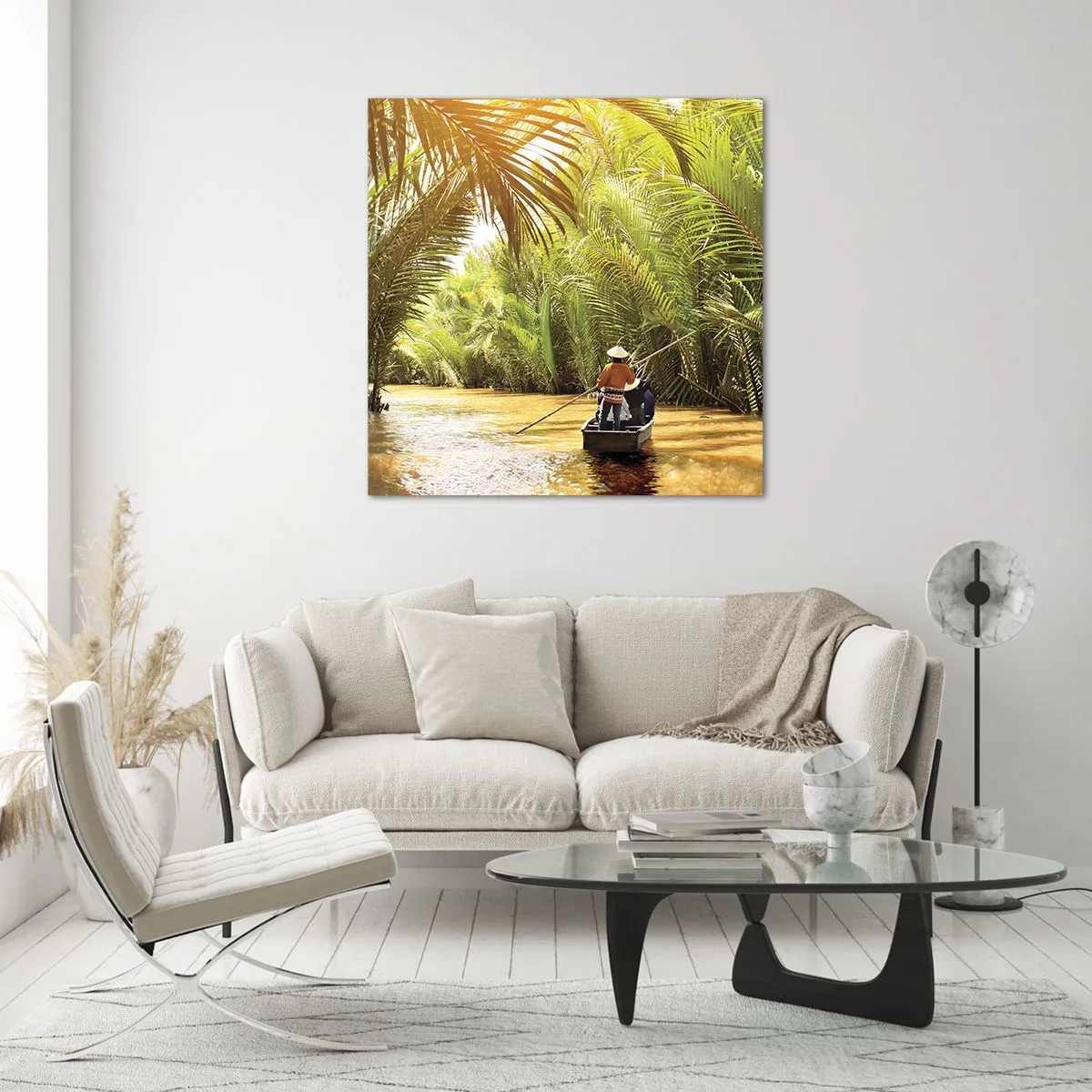 Schilderen op glas - Een palmravijn langs - 70x70 cm