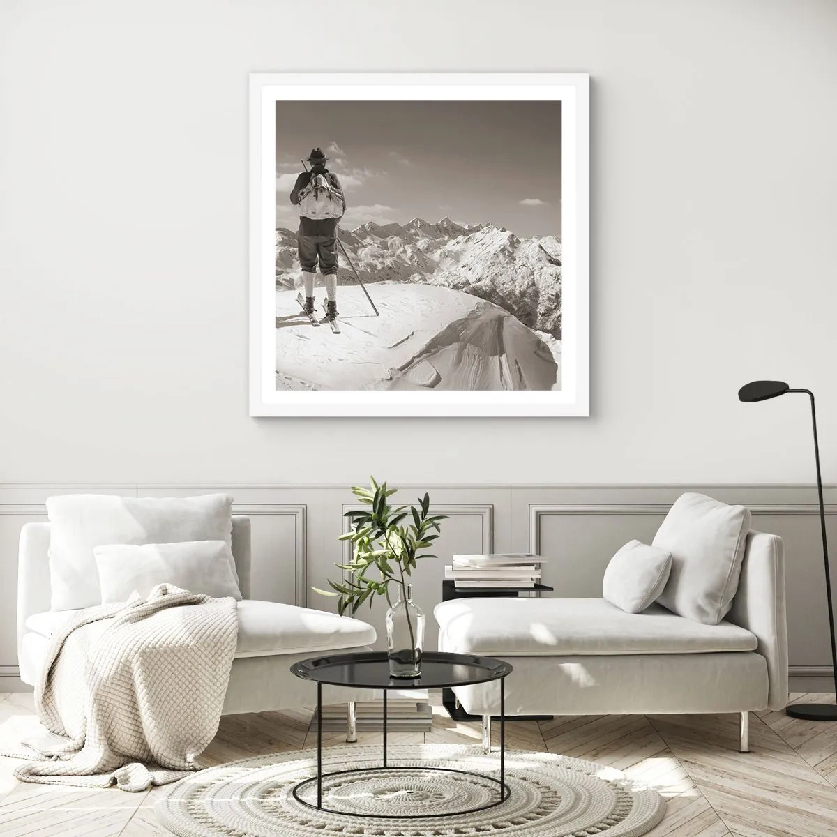 Poster in een witte lijst - En de bergen blijven onveranderd - 50x50 cm