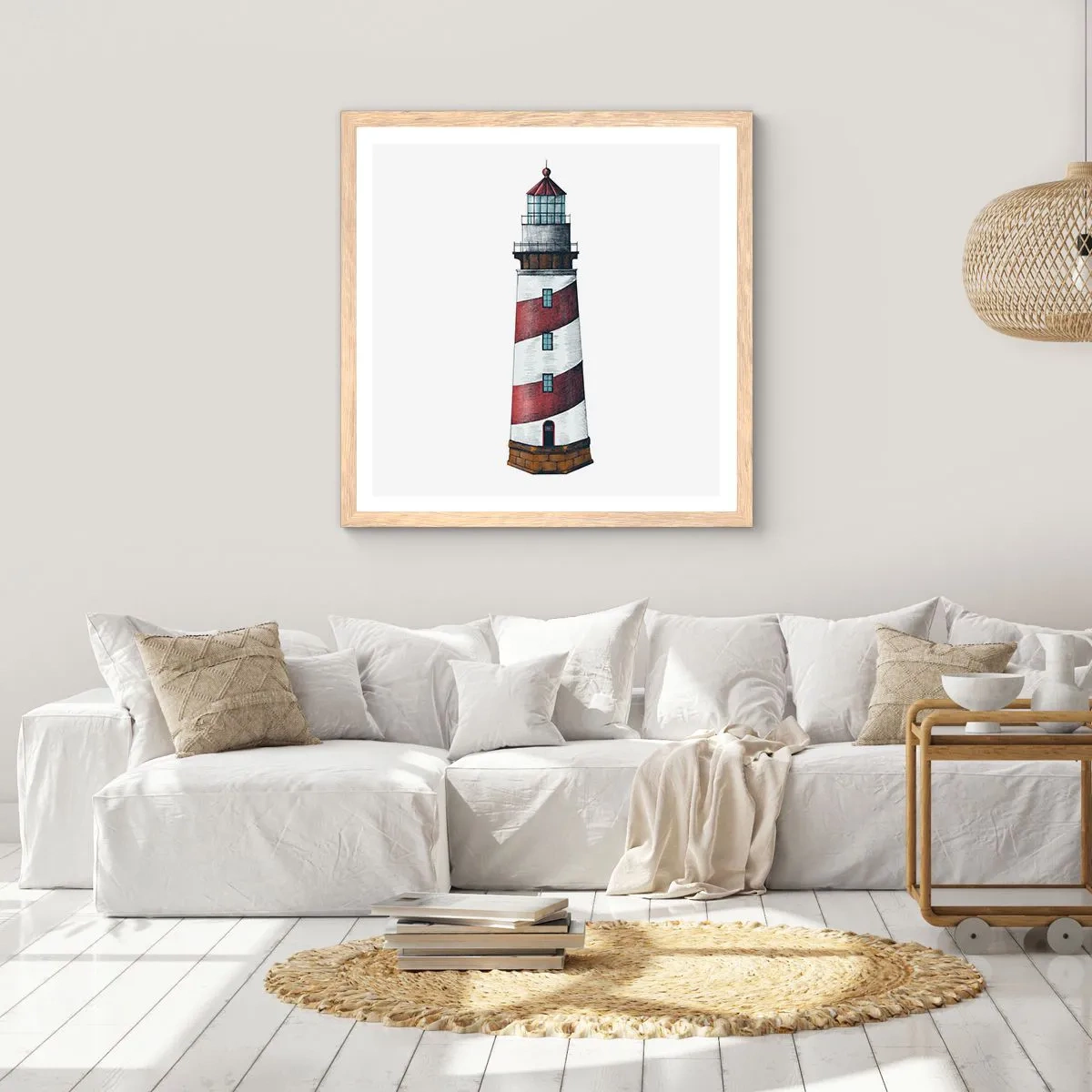 Een poster in een licht eiken lijst - Altijd op zijn hoede - 60x60 cm