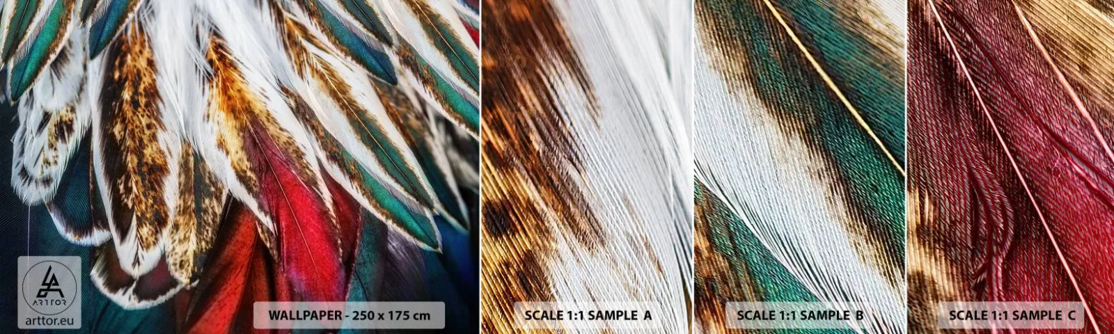 Fotobehang Staaltje Standard Eco - Geheimen van de vlucht - Abstractie, Deel, Boho - 100x30 cm