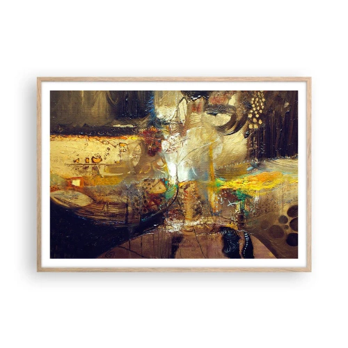 Een poster in een licht eiken lijst - Koud, warmer, heet - 100x70 cm