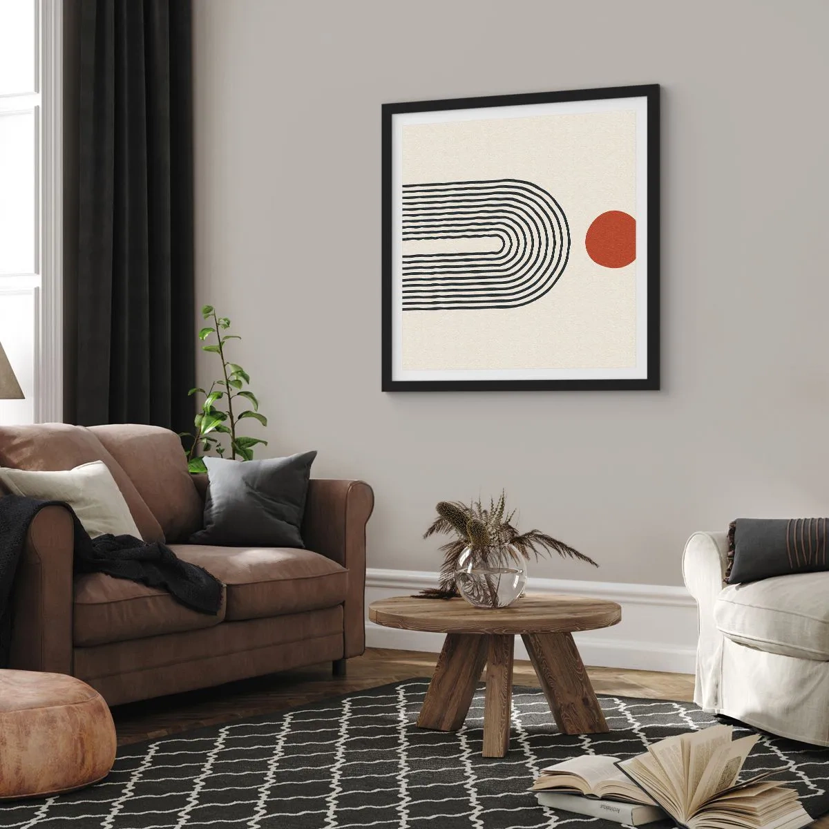 Poster in een zwarte lijst - Magnetisme van vormen en kleuren - 60x60 cm