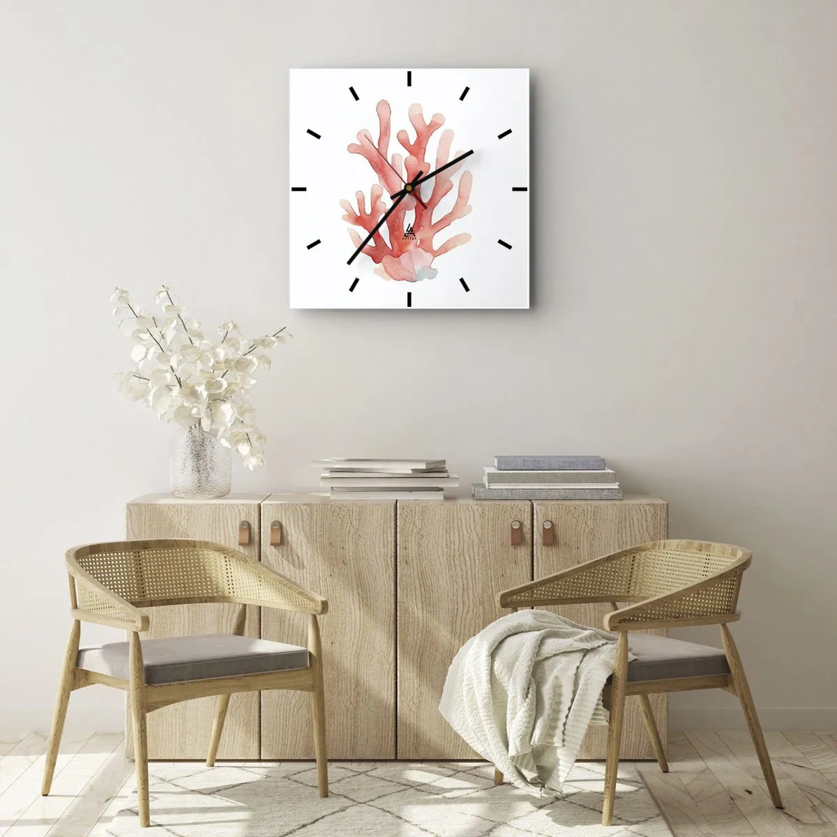 Wandklok - Klok - Koraalkleurig koraal - 30x30 cm