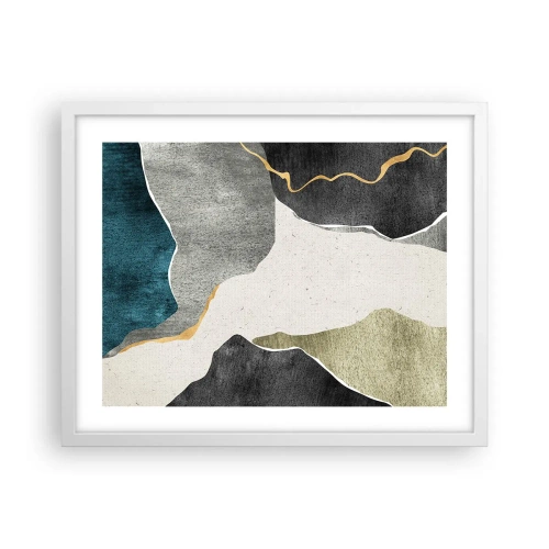 Poster in een witte lijst - Mozaïekcompositie met gouddraad - 50x40 cm