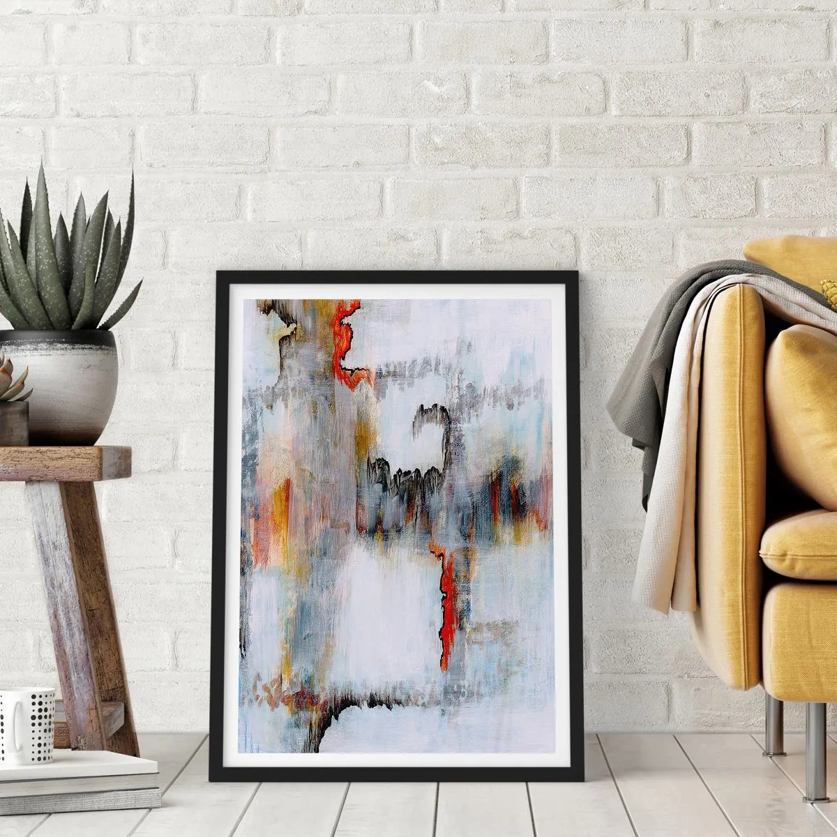 Poster in een zwarte lijst - Een stok op het water - 61x91 cm