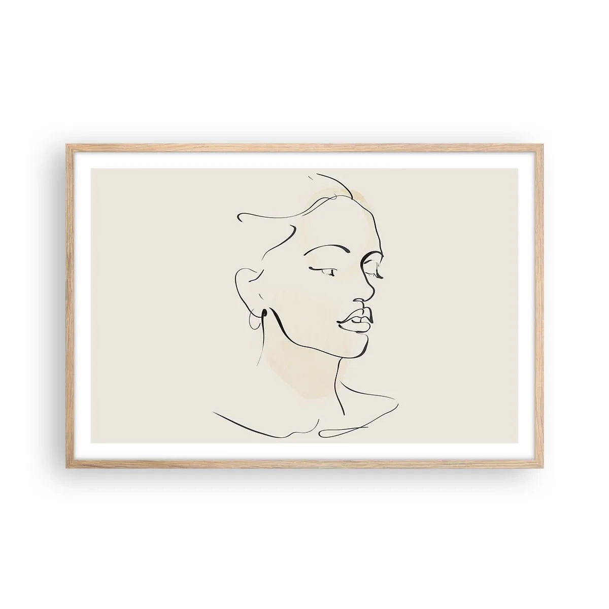 Een poster in een licht eiken lijst - Een bepaalde lijn - 91x61 cm