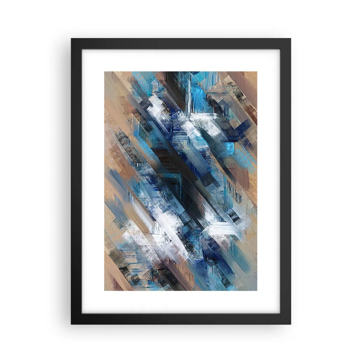 Poster in een zwarte lijst - Op een blauwe diagonaal - 30x40 cm
