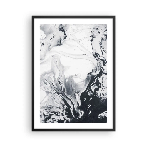 Poster in een zwarte lijst - Abstracte zwart-witpatronen - 50x70cm - Het binnenste van de aarde - Moderne wanddecoratie voor woonkamer en slaapkamer ARTTOR