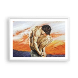 Poster in een witte lijst - Ondergedompeld in zichzelf - 70x50 cm