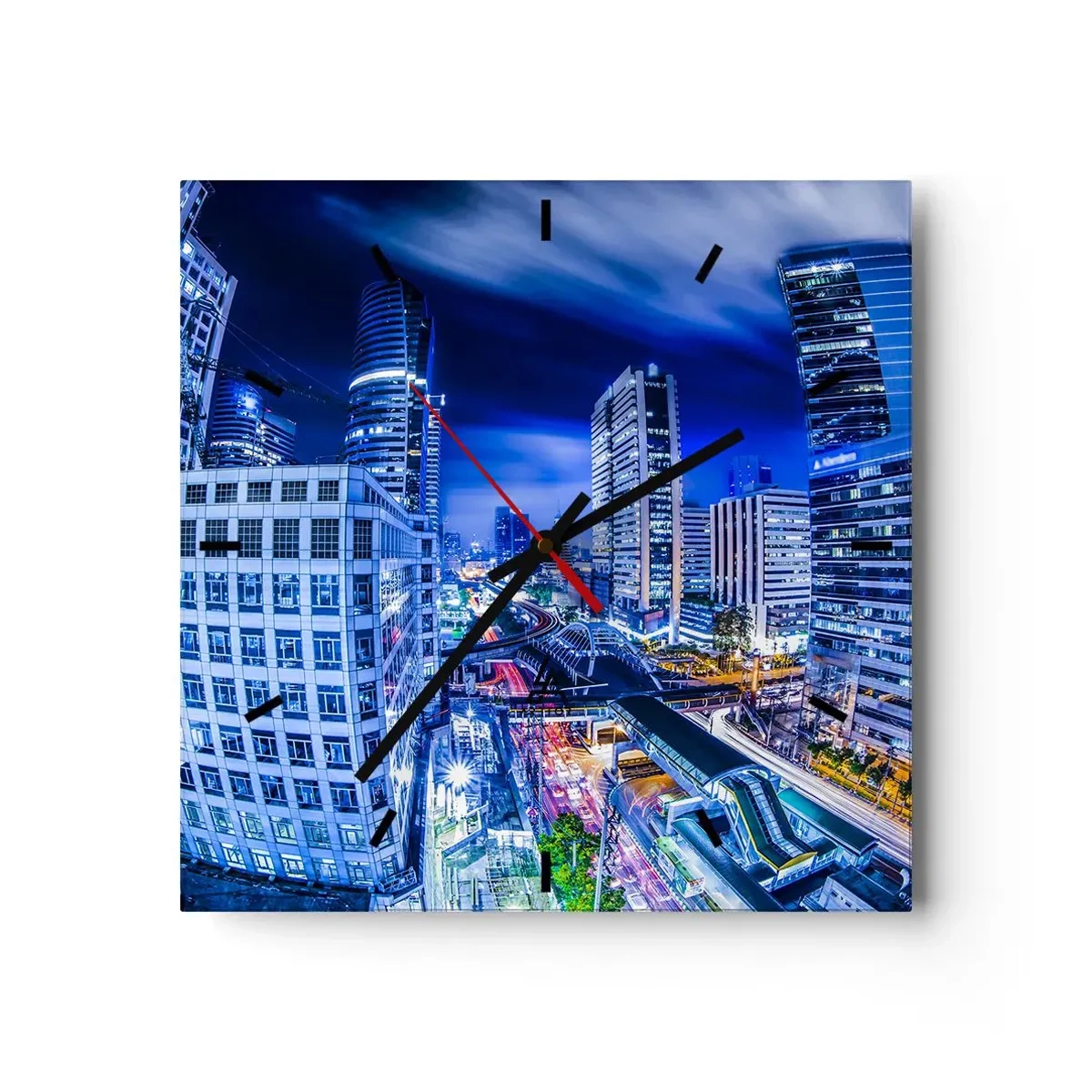 Wandklok - Klok - Ritmes van de nachtstad - 40x40 cm