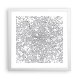 Poster in een witte lijst - Kaart van het doolhof van Londen - 40x40 cm