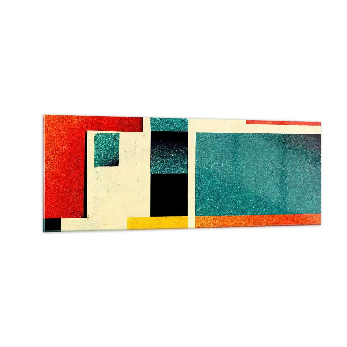 Schilderen op glas - Geometrische abstractie – goede energie - 140x50 cm