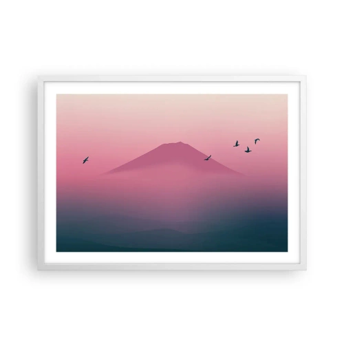 Poster in een witte lijst - Wandelaars boven de wolken - 70x50 cm