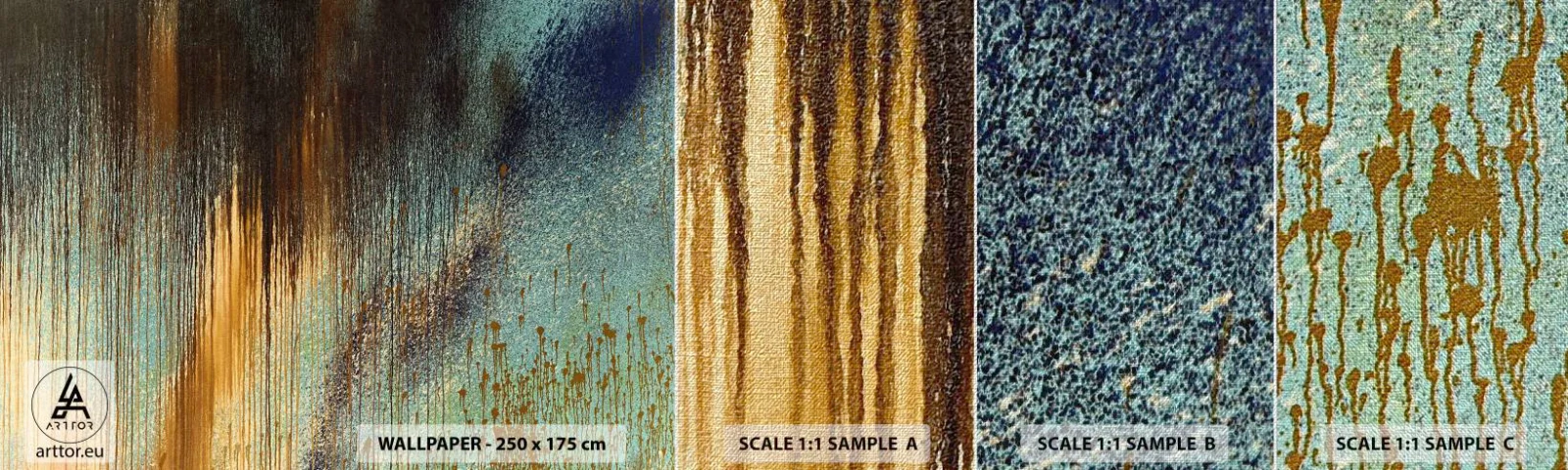 Fotobehang Monster Premium Canvas - Een niet toevallig kleurrijke compositie - Abstractie, Industrieel, Verf - 100x30 cm