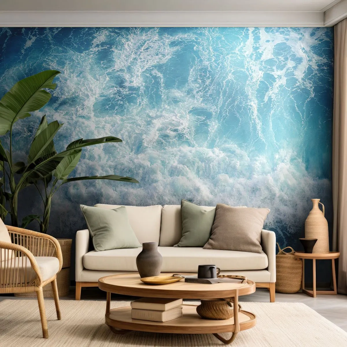 Fotobehang Premium Sand - Vrolijk en springend - Zee, Zee Golf, Natuur - 100x70 cm