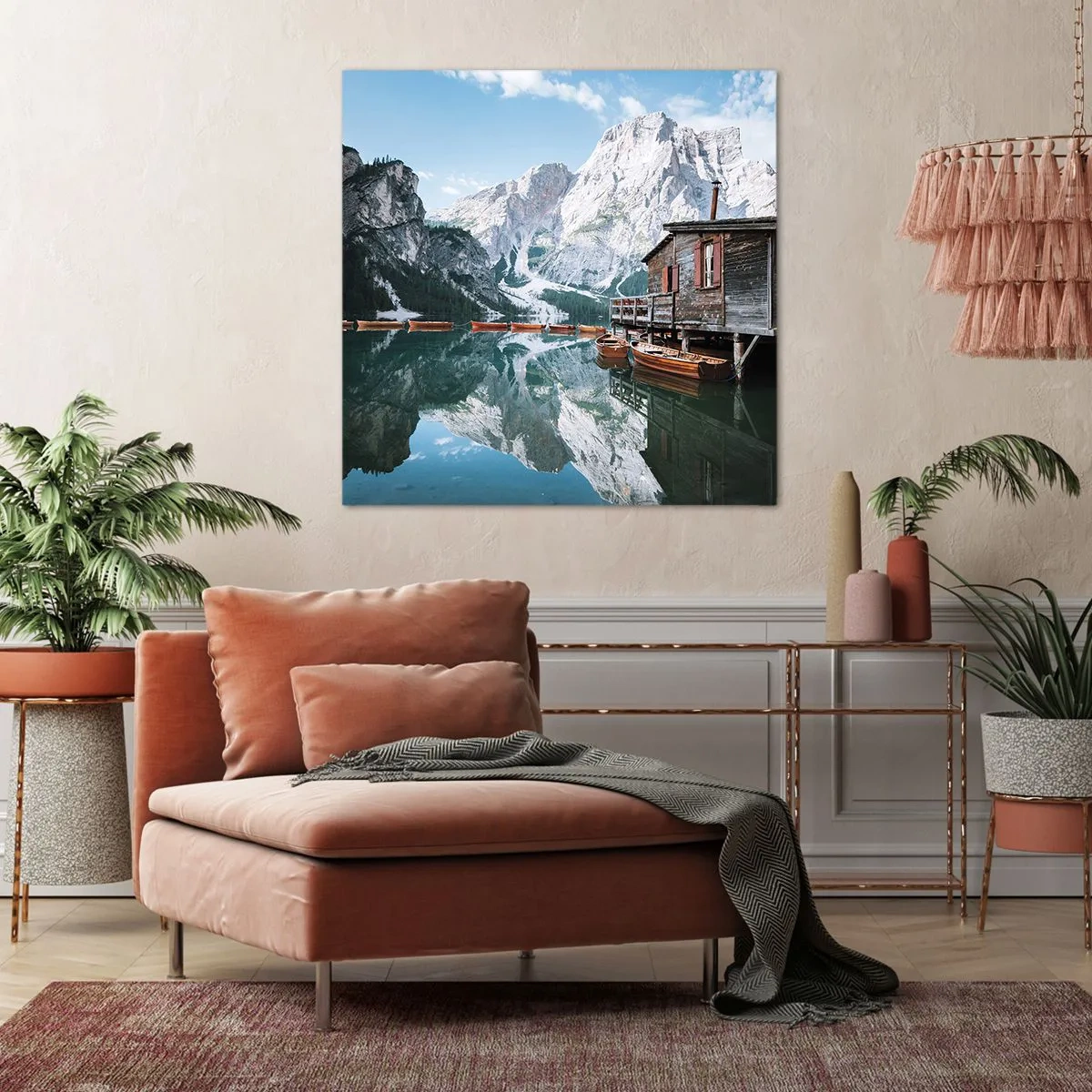 Schilderen op canvas - Een kristalheldere bergochtend - 40x40 cm