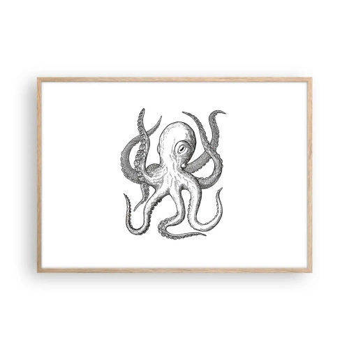 Een poster in een licht eiken lijst - Dansend met de golven - 100x70 cm